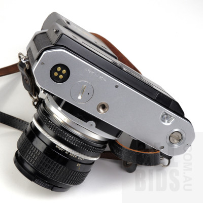 Vintage Nikon MF-12 35mm Film Camera with Nikkor 35mm lens and DB-19 Flash