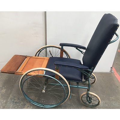Vintage Reedtex Wooden And Leather Wheelchair