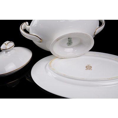 Extensive Gilded Porcelain Dinner Service with Royal Crown Crest - Combination of Royal Doulton and Minton - 57 Pieces Total