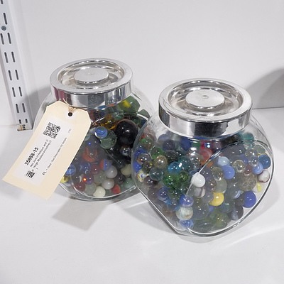 two Jars of Antique and Vintage Marbles including (2)