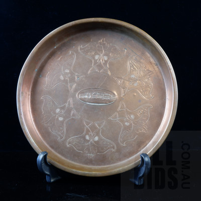 Antique Joseph Sankey & Sons Copper Old Parliament House Canberra Commemorative Round Tray