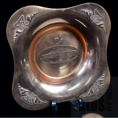 Collection Antique Joseph Sankey & Sons and Others Copper and Chrome Old Parliament House Canberra Commemorative Ware Including Tray, Shallow Dish and Crumb Tray