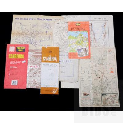 Collection of Vintage Canberra Tourist Maps Including Vacume Oil 1942, 1954, 1971 Canberra City ACT Booklet with Maps and More