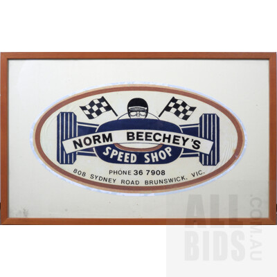 Vintage Framed Norm Beechey's Speed Shop Automobilia Memorabilia