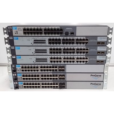 HP ProCurve Assorted 24 Port Managed Gigabit Ethernet Switch - Lot of Seven