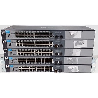 HP (J9450A) ProCurve 1810-24G 24 Port Managed Gigabit Ethernet Switch - Lot of Five