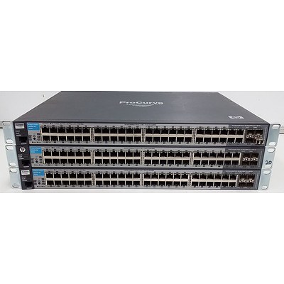 HP (J9280A) ProCurve 2510G-48 48 Port Managed Gigabit Ethernet Switch - Lot of Three
