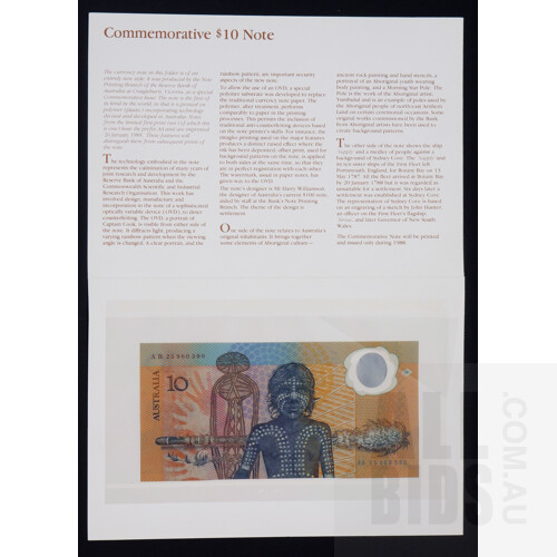 1988 Australian Polymer Bicentennial Commemorative $10 Note, AB2596090