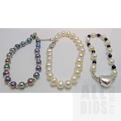 Set of 3 Fresh-Water Cultured Pearl Bracelets