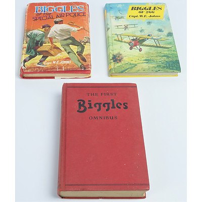 Three Vintage Captain W E Johns Biggles Titles Including The First Biggles Omnibus, Biggles of 266 and Biggles of the Special Air Police
