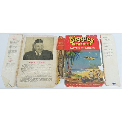 Three Vintage Captain W E Johns Biggles First Edition Titles Including Biggles of the Interpol, Biggles in the Blue and Biggles Presses On