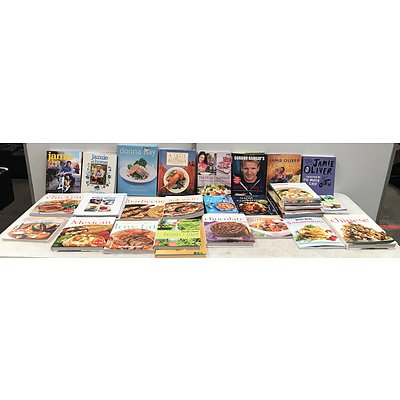 Large Assortment Of Cook Books Including Gordon Ramsay, Jamie Oliver, Donna Hay And Marie-Clair