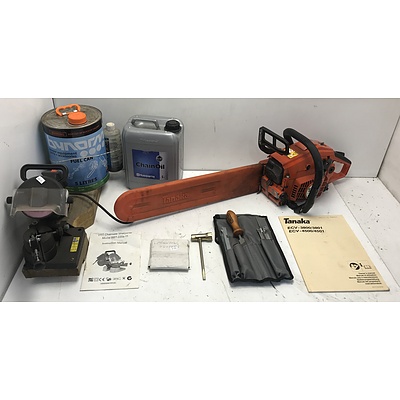 Tanaka 43cc Chainsaw With Sharpener and Accessories
