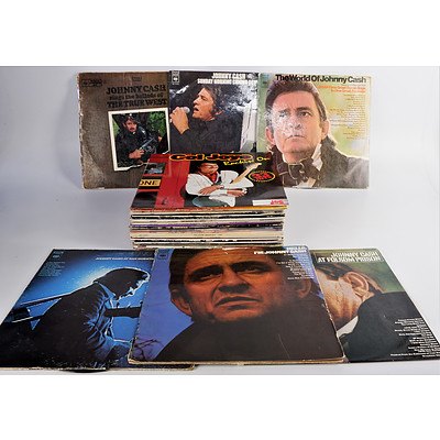 Quantity of Approximately 40 Records, Mostly Country and Rock Including Signed Col Joy, Johnny Cash, Marty Robins, Dolly Parton and More