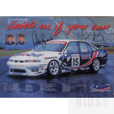 Mobil Holden Racing Team Poster Signed Peter Brock and Greg Murphy