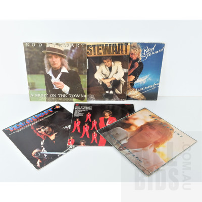 Five Rod Stewart Vinyl Records Including A Shot of Rhythm and Blues, Body Wishes and More