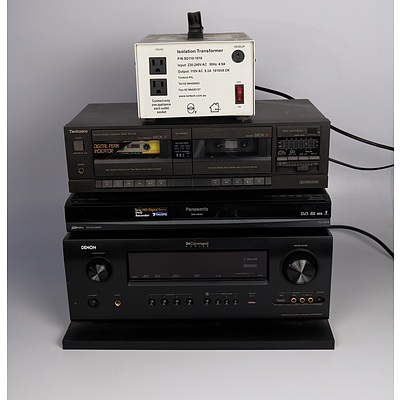 Denon AVR-3312CI Integrated Network AV Receiver, Technics RS-t22 Stereo Double Cassette Deck and Panasonic DMR-XW300 DVD Recorder