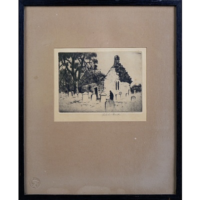 Robert Houston (1891-1940), Alloway Auld Kirk, Etching, 13.5 x 10 cm (image size)