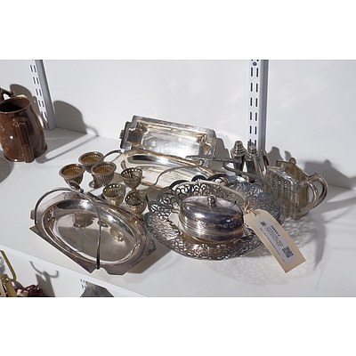 Assorted Vintage  Silverplate including Trays, Butter Dish and Salt & Pepper
