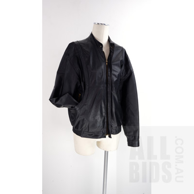 Vintage Men's Black Leather jacket Circa 1980s