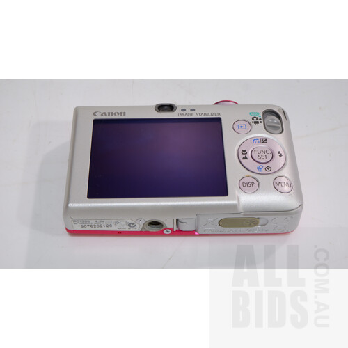 Pink Canon Digital IXUS 95 IS Camera with a Leather Case Logic Velcro Camera Case