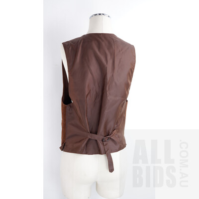 1980s Atelier Brown Suede Vest with Metal Buttons