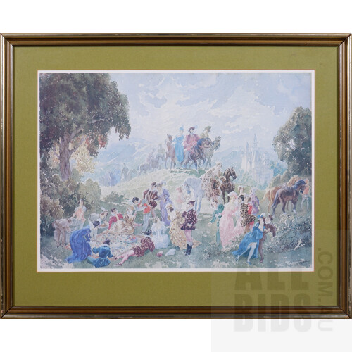 Four Framed Reproduction Prints Including Norman Lindsay and Frank Neville, largest 59 x 85 cm overall (4)
