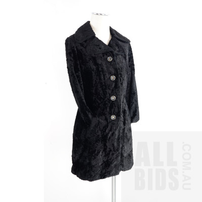 Vintage Low Plush Faux Fur Coat Circa 1960s