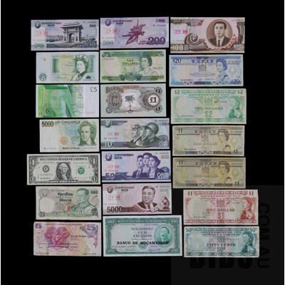 Collection of International Bank Notes Including English, FIJI, PNG and More