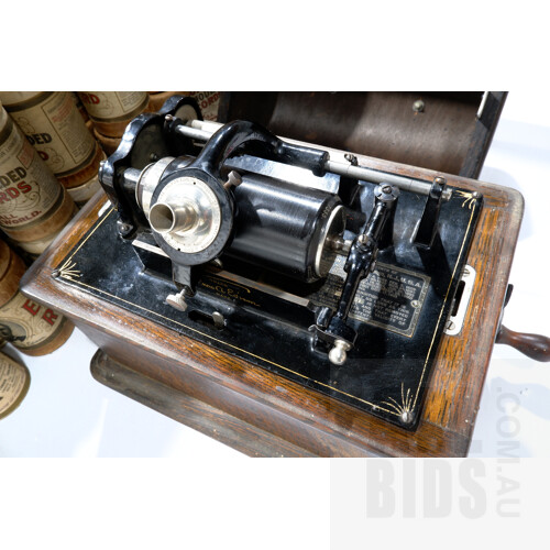 Antique Edison Standard Phonograph with Approx 17 Cylinders