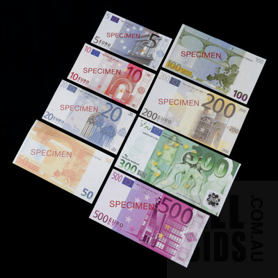 Group of Euro Specimen Banknotes and Other