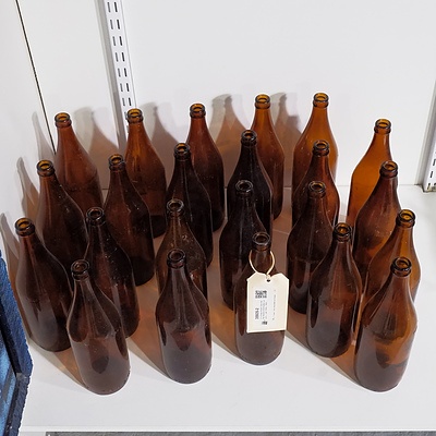 23 Vintage Brown Glass Bottles Marked NSW Bottle Company - Late 1950s, 1960s