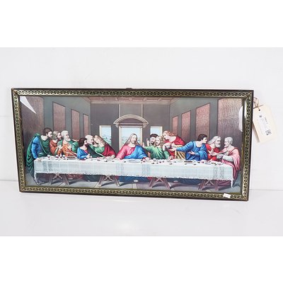 Vintage Print of the Last Supper in Convex Glass Frame