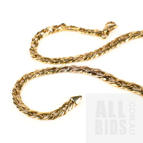 9ct Yellow Gold Double Curb Link Chain, 11.7g