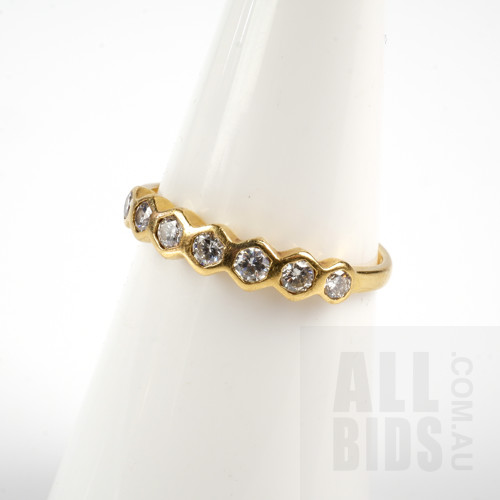 18ct Yellow Gold Ring with Seven Round Brilliant Cut Diamonds (G Vs), 2g