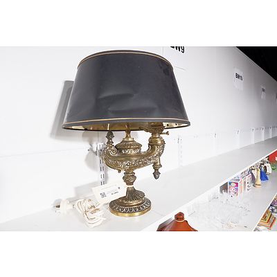 Vintage Brass Genie-Style Table Lamp with Shade