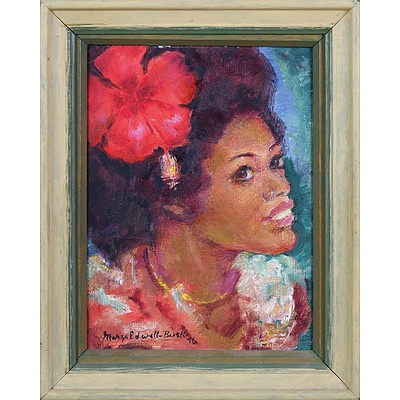 Mary Edwell-Burke (1894-1988), Untitled (Fijian Woman) 1976, Oil on Canvas on Board, 19 x 14 cm