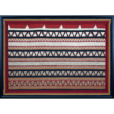 Framed Indonesian Heavily Embroidered Fabric