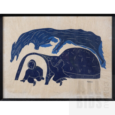 Nanogak (20th Century, Canadian), 'Thunder', Screen Print, 45 x 60 cm