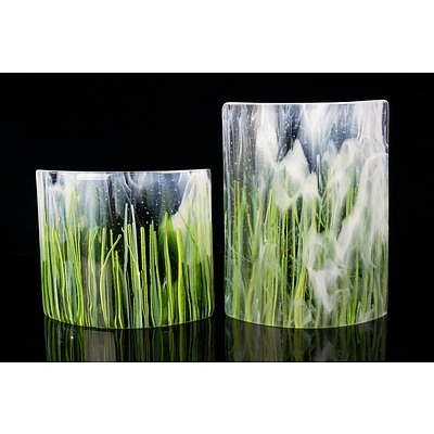 Two Decorative Freestanding Art Glass Pieces (2)