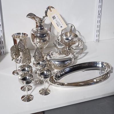 Assorted Vintage Silverplate Wares including Water Jug and Goblets