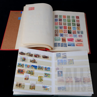 Two Albums of Vintage Pre Decimal Australian Stamps and Vintage International Stamps, Including Greece, France, Fiji, Italy and More
