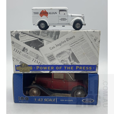 Matchbox Models of Yesteryear Power of the Press and Ford 1:43 Model Cars in Display Boxes (2)