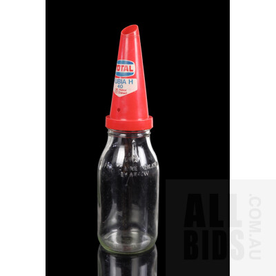 Vintage BT NSW One Litre Oil Bottle with Total Plastic Pourer