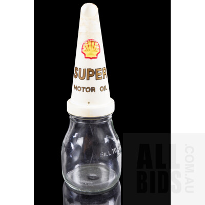 Vintage BT NSW 500 ml Oil Bottle with Shell Super Plastic Pourer