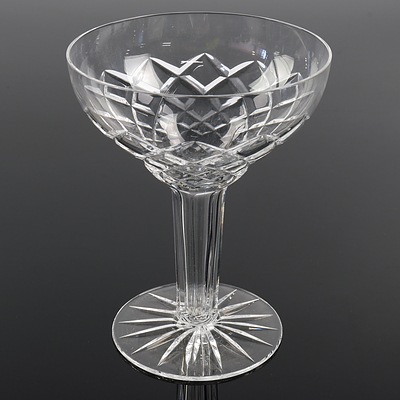Set of Six Vintage Cut Crystal Hollow Stemmed Champagne Glasses
