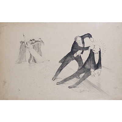 Jean-Gabriel Domergue (1880-1962, French), Friction au Portugal, Lithograph, 32 x 50 cm (sheet size)