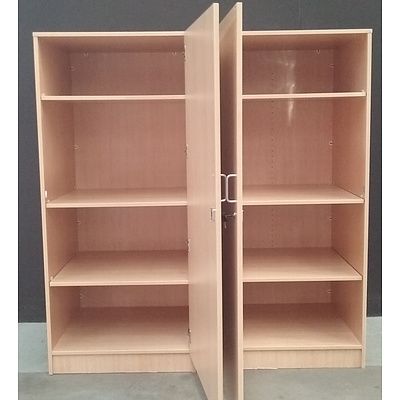 Beige Melamine Storage Cabinets - Lot Of Two