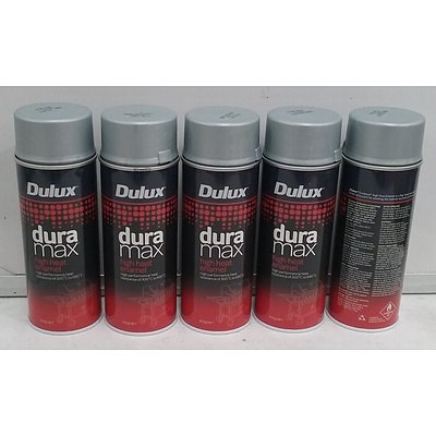 Dulux Duramax 300g High Heat Enamel Silver Spray Paint - Lot Of Five