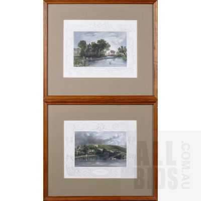 A Pair of Hand-Painted Engravings, Hedsor & Dorney Church, each 10 x 15 cm (image size) (2)